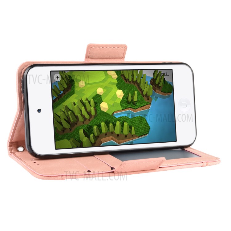 Wallet Leather Phone Case with Multiple Card Slots for Apple iPod Touch 5/Touch 6/Touch 7 - Rose Gold-6