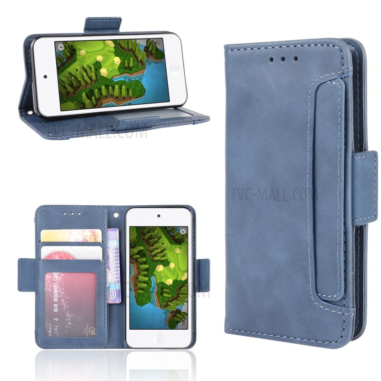 Wallet Leather Phone Case with Multiple Card Slots for Apple iPod Touch 5/Touch 6/Touch 7 - Blue-1