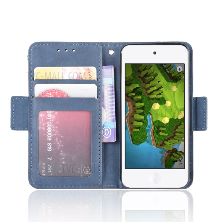 Wallet Leather Phone Case with Multiple Card Slots for Apple iPod Touch 5/Touch 6/Touch 7 - Blue-5