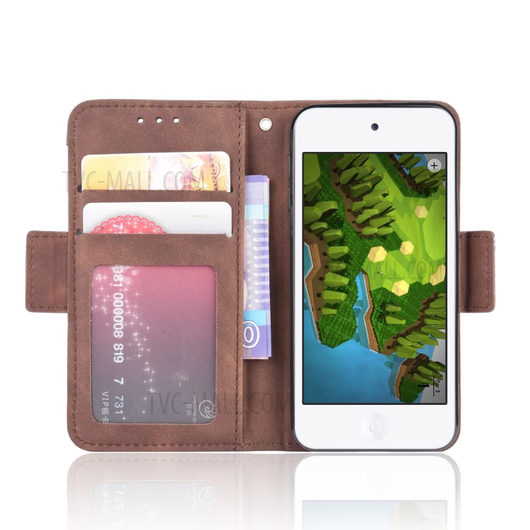 Wallet Leather Phone Case with Multiple Card Slots for Apple iPod Touch 5/Touch 6/Touch 7 - Brown-4