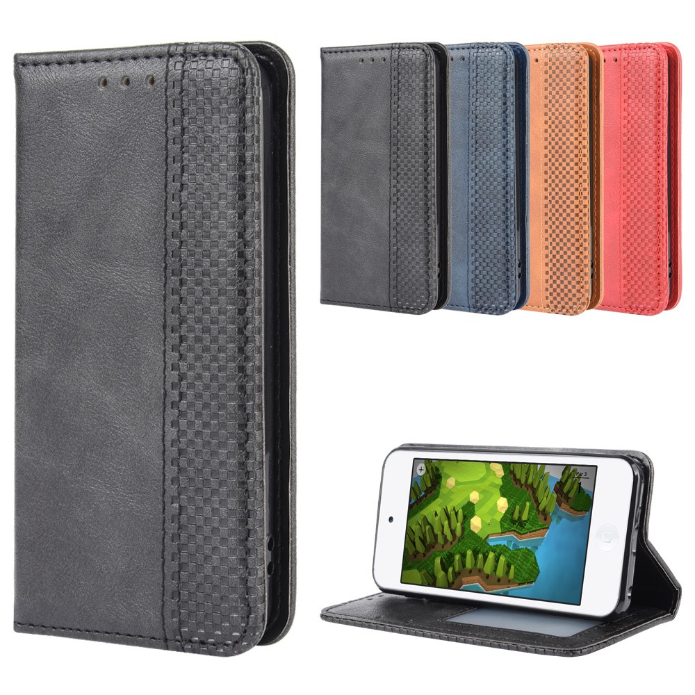 Auto-absorbed Retro PU Leather Wallet Phone Cover for iPod touch 5/touch 6/touch 7 - Black-11