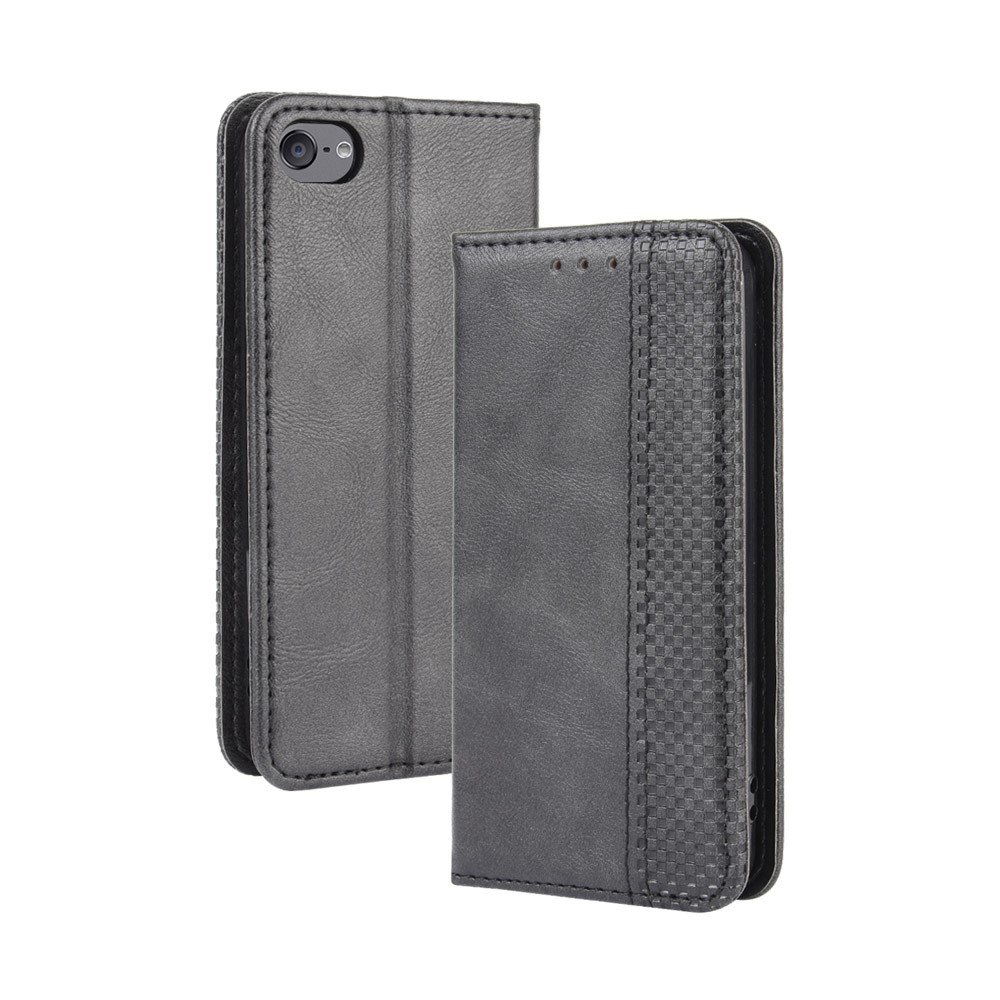 Auto-absorbed Retro PU Leather Wallet Phone Cover for iPod touch 5/touch 6/touch 7 - Black-2