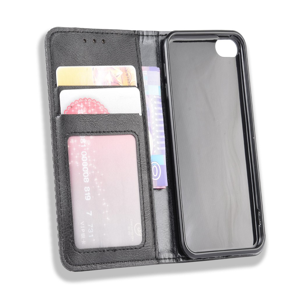 Auto-absorbed Retro PU Leather Wallet Phone Cover for iPod touch 5/touch 6/touch 7 - Black-4