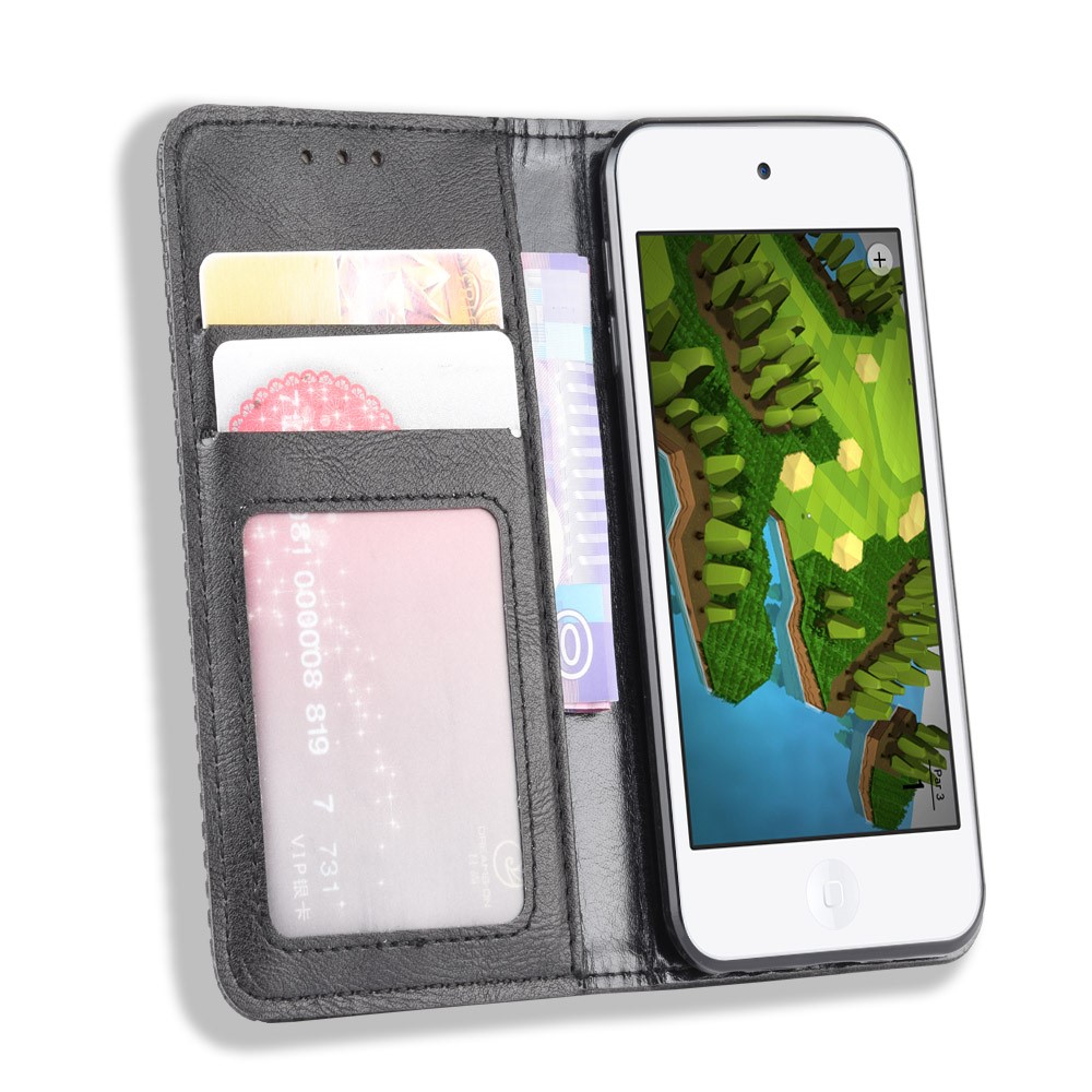 Auto-absorbed Retro PU Leather Wallet Phone Cover for iPod touch 5/touch 6/touch 7 - Black-5