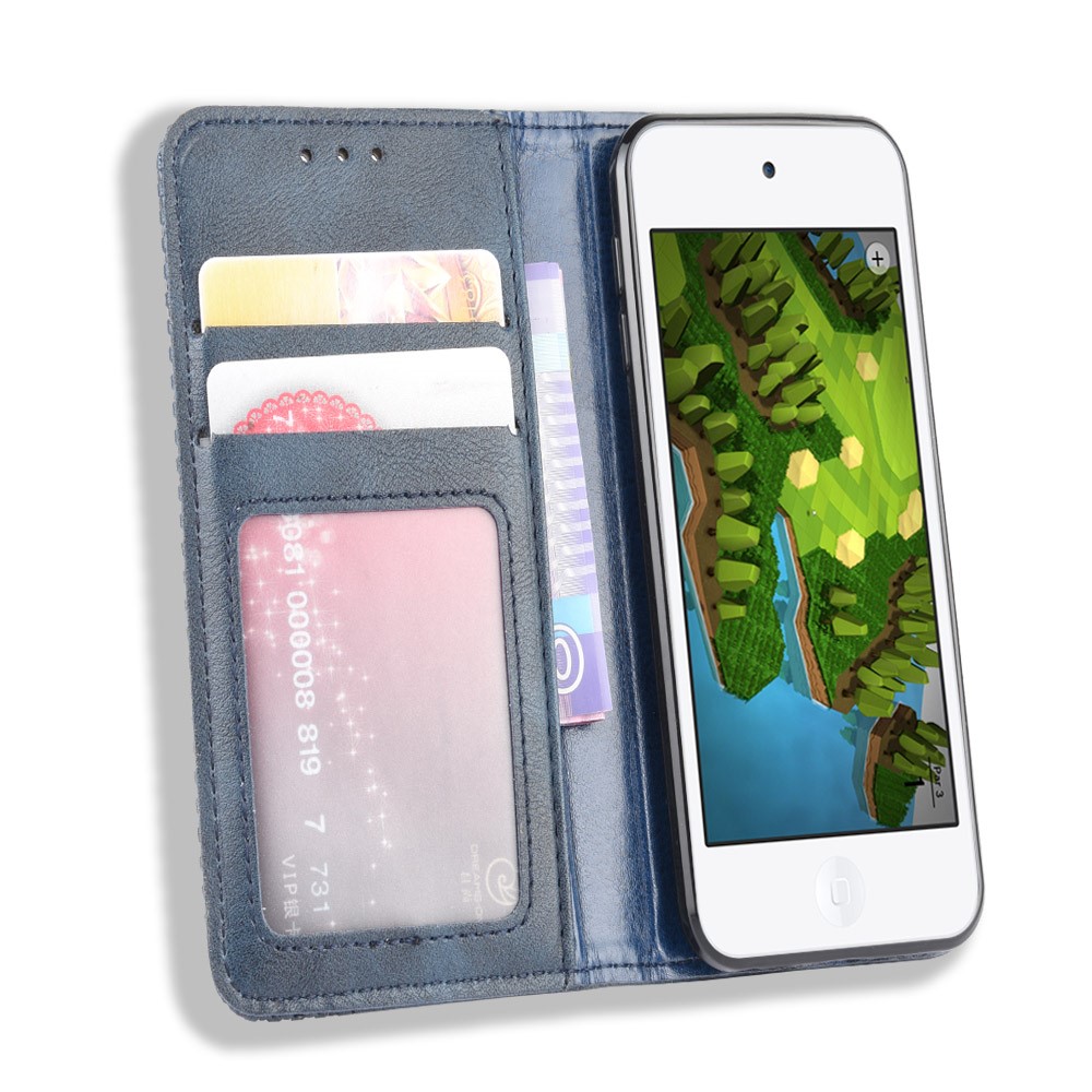 Auto-absorbed Retro PU Leather Wallet Phone Cover for iPod touch 5/touch 6/touch 7 - Blue-4