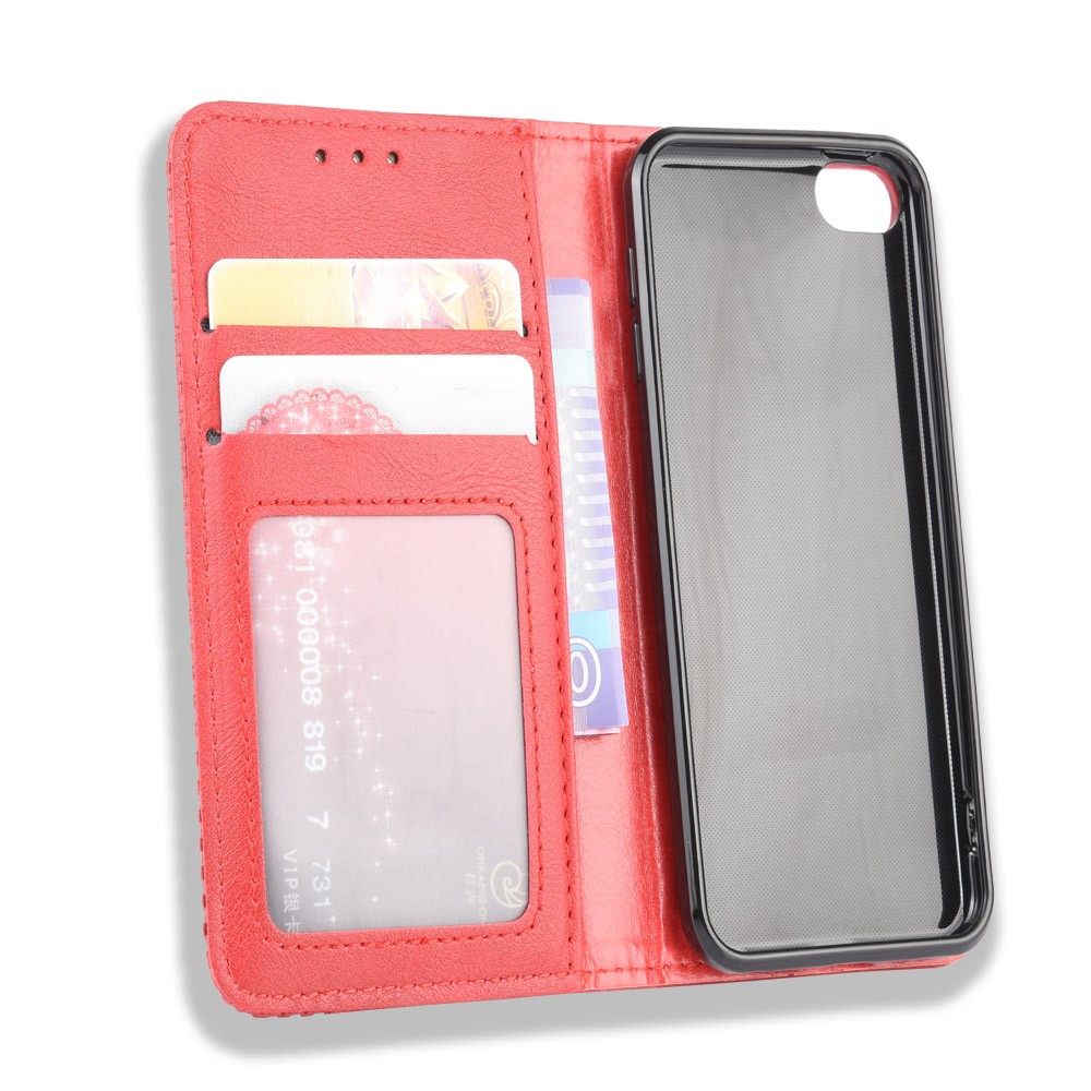 Auto-absorbed Retro PU Leather Wallet Phone Cover for iPod touch 5/touch 6/touch 7 - Red-4