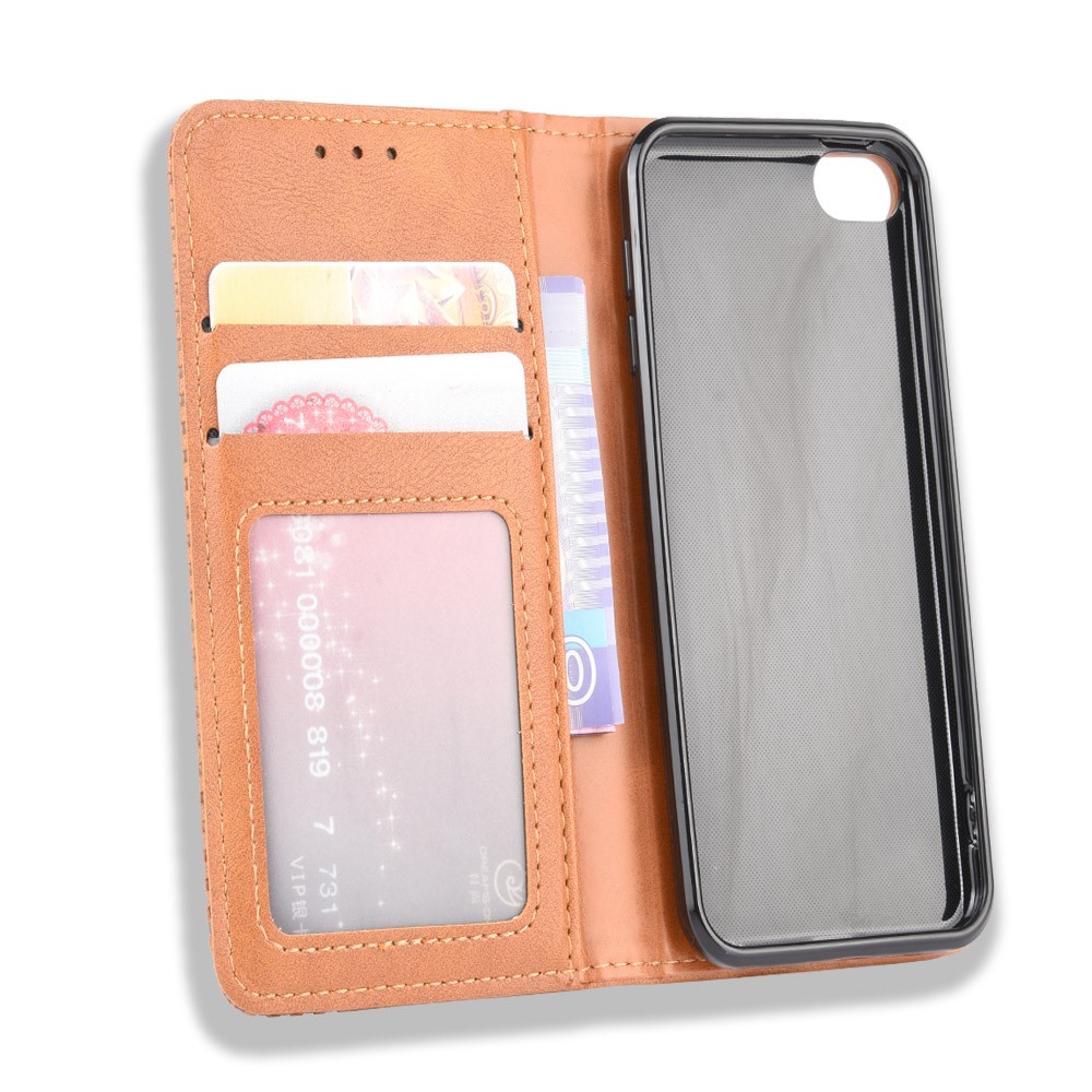 Auto-absorbiert Retro PU-lederne Mappe Telefonabdeckung Für IPod-Note 5 / Note 6 / Note 7 - Braun-4
