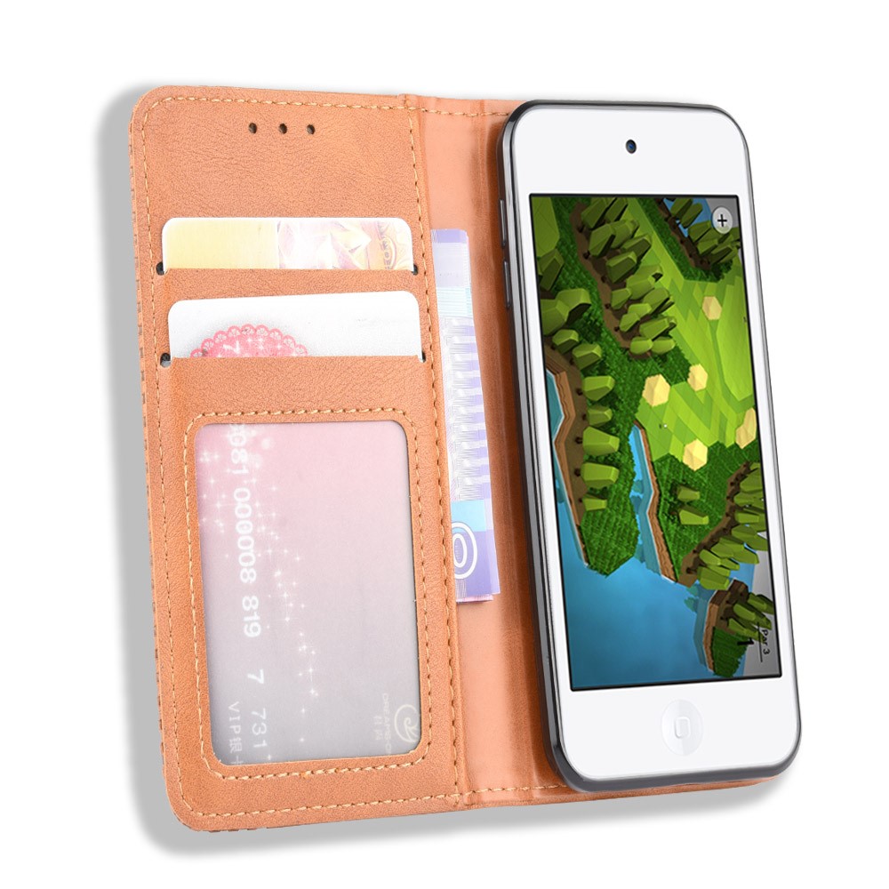 Auto-absorbiert Retro PU-lederne Mappe Telefonabdeckung Für IPod-Note 5 / Note 6 / Note 7 - Braun-5