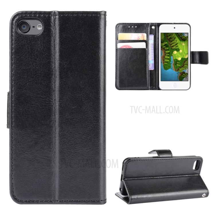 Crazy Horse Texture Wallet Stand Leather Phone Case for Apple iPod Touch 5/Touch 6/Touch 7 (2019) - Black-1
