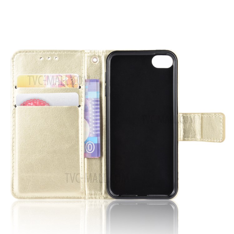 Crazy Horse Texture Wallet Stand Leather Phone Case for Apple iPod Touch 5/Touch 6/Touch 7 (2019) - Gold-6