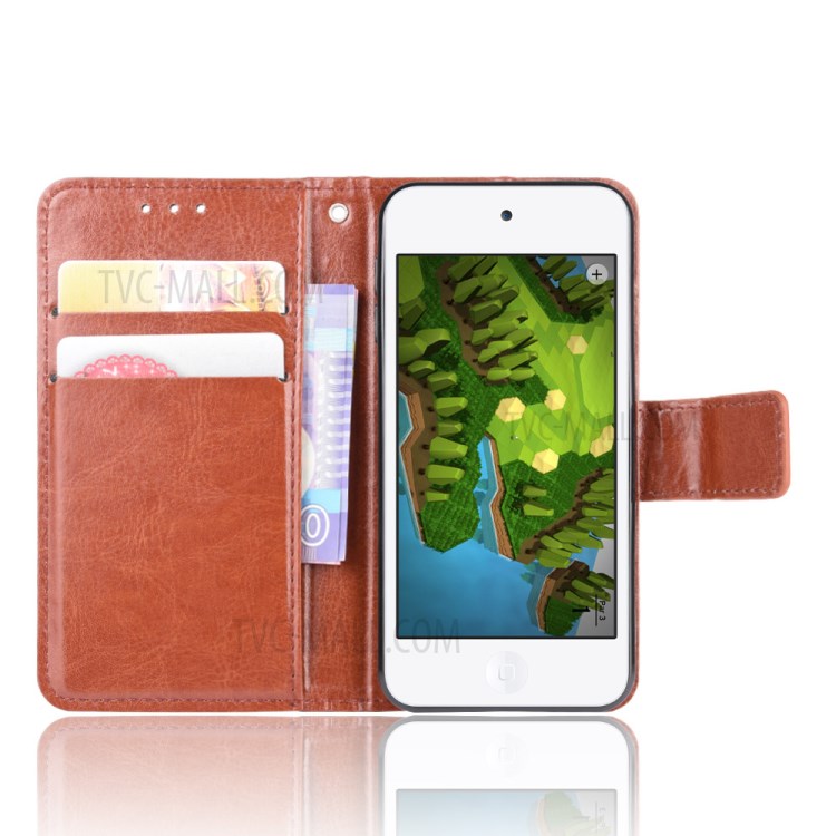 Crazy Horse Texture Wallet Stand Leather Phone Case for Apple iPod Touch 5/Touch 6/Touch 7 (2019) - Brown-5
