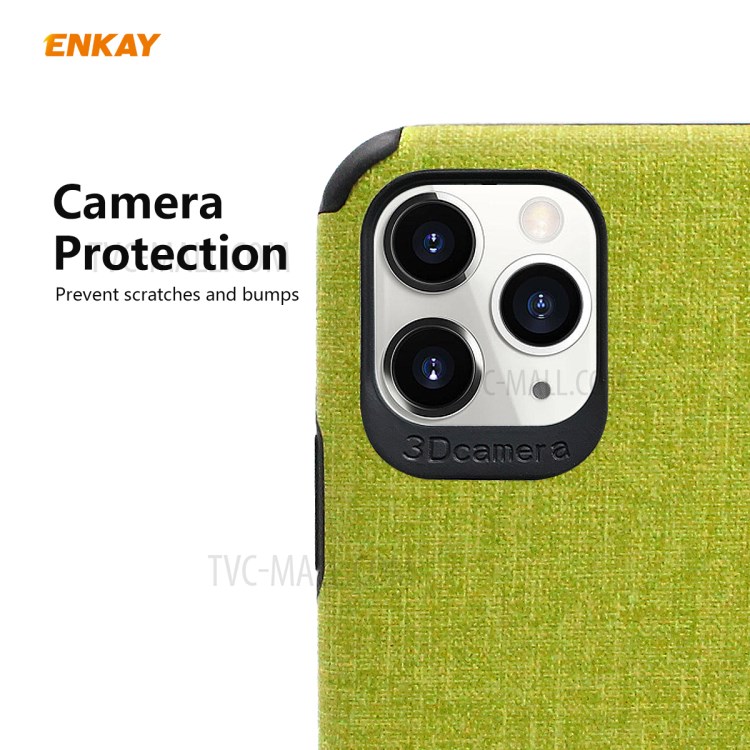 HAT PRINCE Pour IPhone 11 Pro 5,8 Pouces Enkay PC-0322 Cuir Texture Tissu Série D'affaires Enduit PU TPU + 0.26mm 9H Protecteur D'écran En Verre Trempé - Vert-5