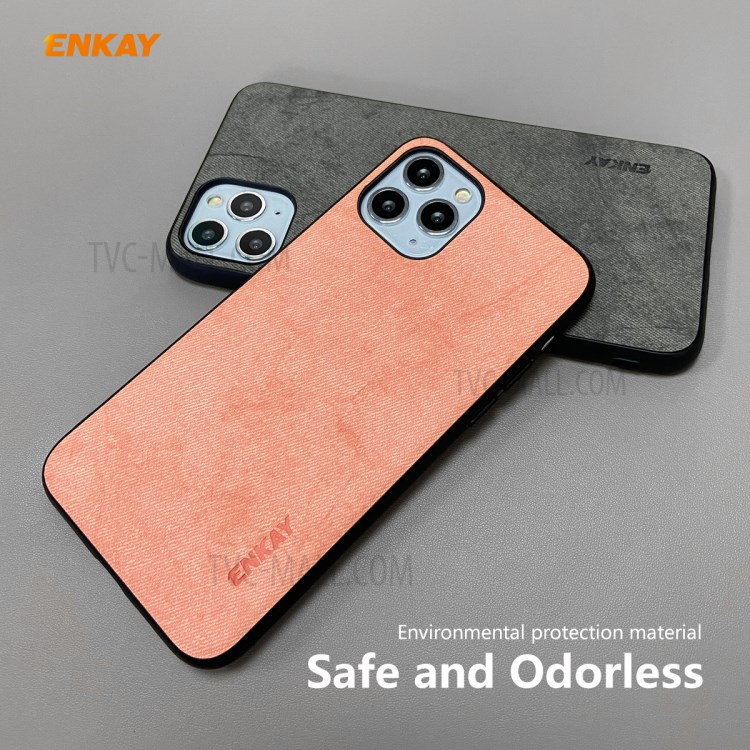 HAT PRINCE for iPhone 11 Pro 5.8 inch ENKAY PC-0292 Business Series Cloth Texture PU Leather Coated TPU Back Case + 0.26MM 9H Tempered Glass Screen Film - Pink-14