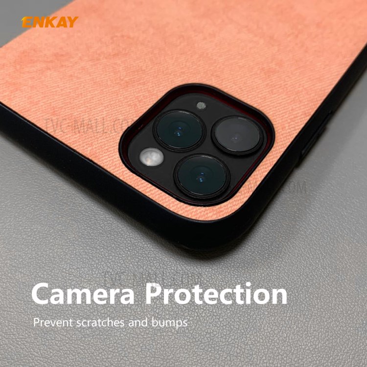 HAT PRINCE Pour IPhone 11 Pro 5,8 Pouces Enkay PC-0292 TPU Enduit Cuir Texture Tissu Série D'affaires PU + Retour Cas 0.26mm 9H Film Écran En Verre Trempé - Rose-4