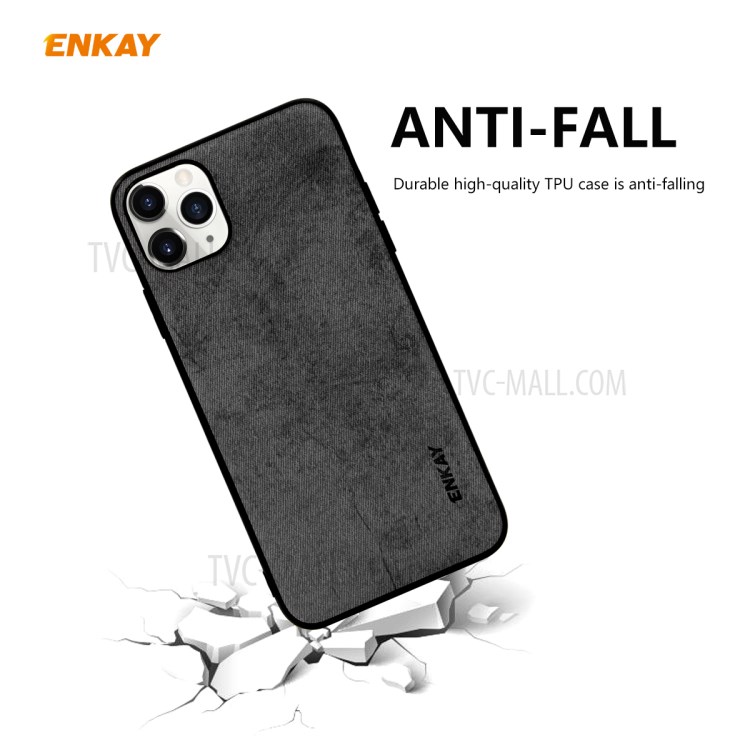 HAT PRINCE for iPhone 11 Pro 5.8 inch ENKAY PC-0292 Business Series Cloth Texture PU Leather Coated TPU Back Case + 0.26MM 9H Tempered Glass Screen Film - Black-2