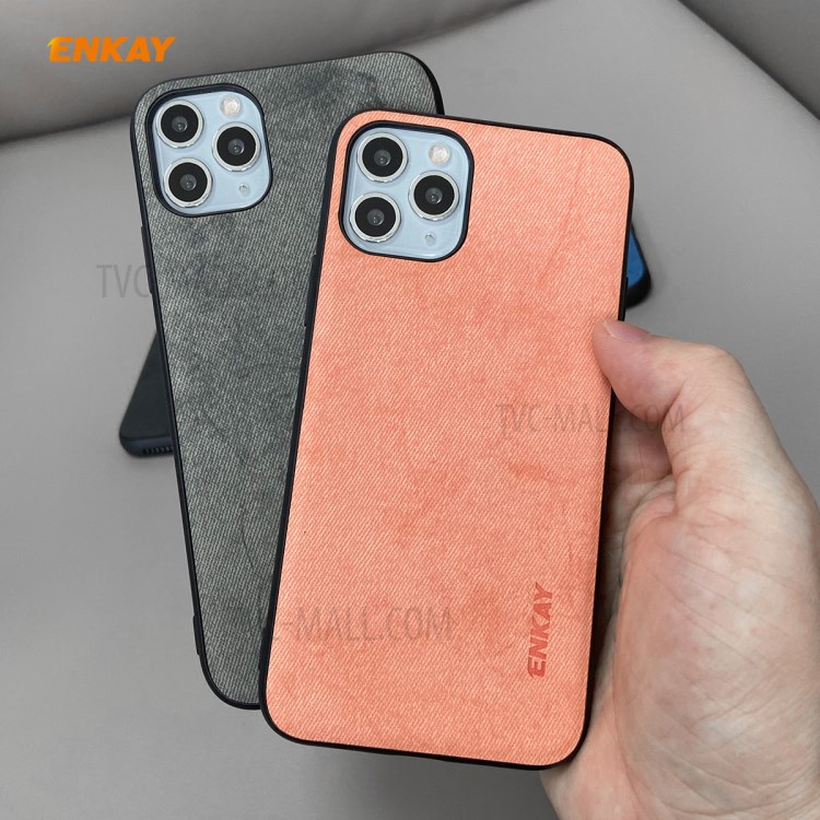 HAT PRINCE Para Iphone 11 Shell Enkay PC-0302 Textura De Pano Série De Negócios PU Revestidos De Couro TPU Volta + 0,26 Mm 9H Filme De Tela Pro Max Vidro Temperado - Rosa-13