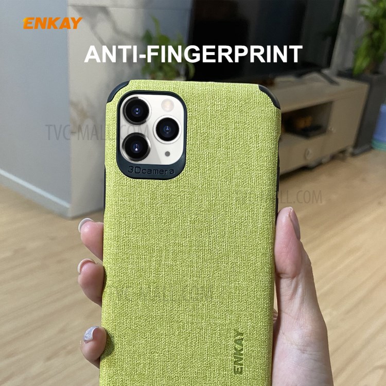 HAT PRINCE ENKAY PC-032 Business Series Cloth Texture TPU+PU Leather Phone Case for iPhone 11 Pro 5.8-inch - Green-4