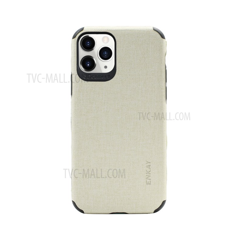 HAT PRINCE ENKAY PC-032 Business Series Cloth Texture TPU+PU Leather Phone Case for iPhone 11 Pro 5.8-inch - White-1