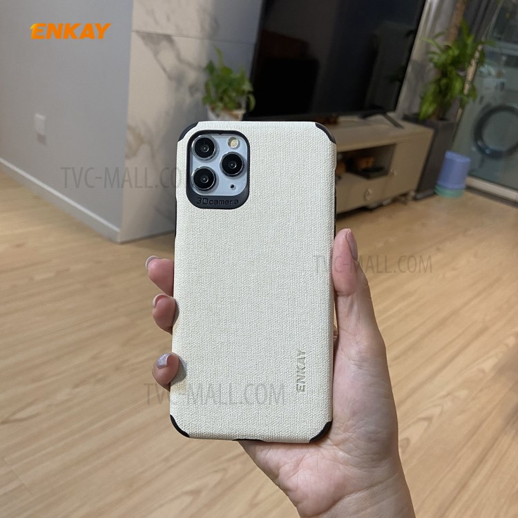 HAT PRINCE ENKAY PC-032 Business Series Cloth Texture TPU+PU Leather Phone Case for iPhone 11 Pro 5.8-inch - White-3