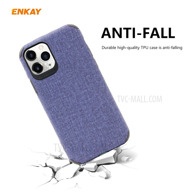 HAT PRINCE ENKAY PC-033 Business Series Cloth Texture TPU+PU Leather Phone Case for iPhone 11 Pro Max 6.5-inch - Blue-2