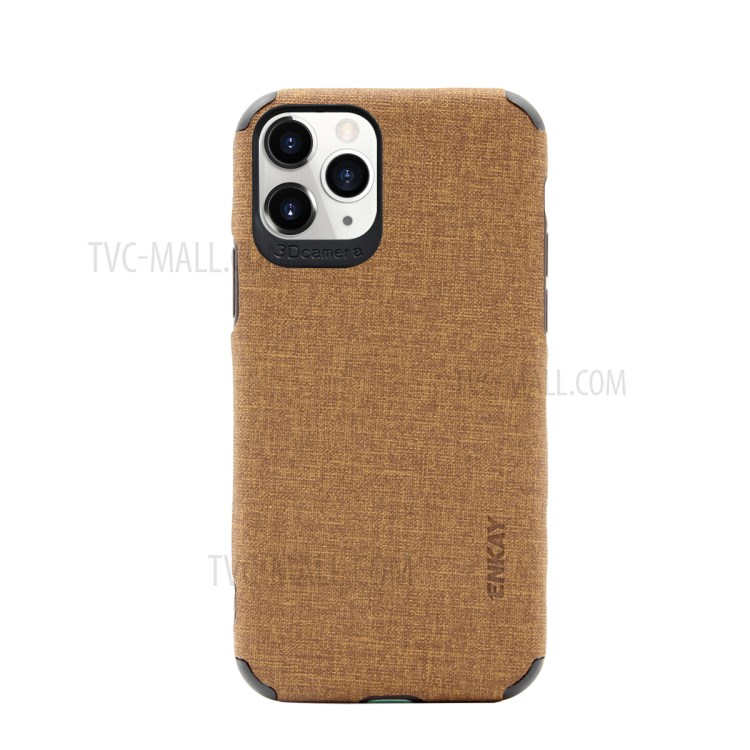 HAT PRINCE ENKAY PC-033 Business Series Cloth Texture TPU+PU Leather Phone Case for iPhone 11 Pro Max 6.5-inch - Brown-1