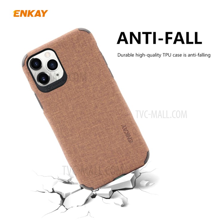 HAT PRINCE ENKAY PC-033 Business Series Cloth Texture TPU+PU Leather Phone Case for iPhone 11 Pro Max 6.5-inch - Brown-2