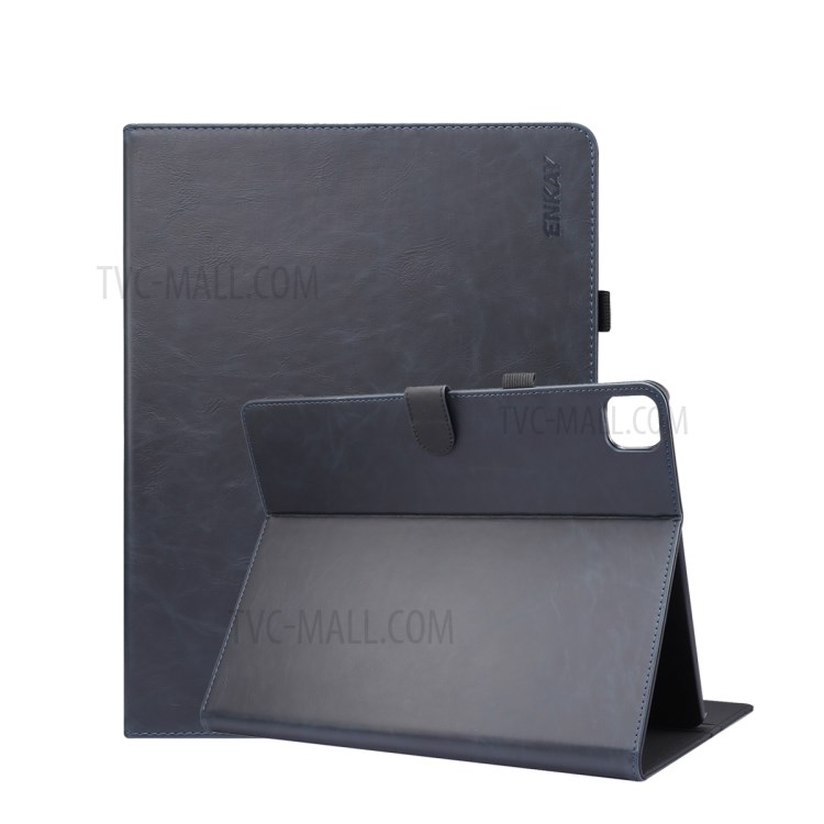 ENKAY ENK-8006 Crazy Horse Wallet Stand Smart Leather Cover for iPad Pro 11-inch (2020)/(2018) - Dark Blue-1