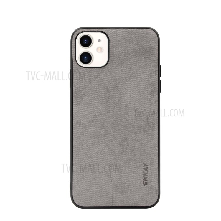 HAT PRINCE ENKAY PC-028 Business Series Cloth Texture TPU+PU Leather Phone Case for iPhone 11 6.1-inch - Grey-1