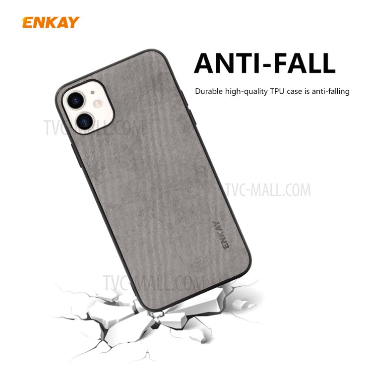 HAT PRINCE ENKAY PC-028 Business Series Cloth Texture TPU+PU Leather Phone Case for iPhone 11 6.1-inch - Grey-2