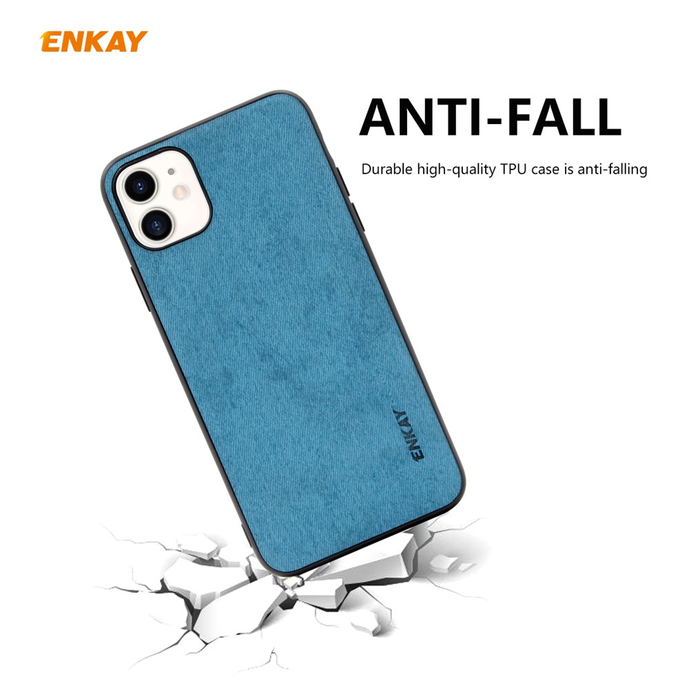 HAT PRINCE ENKAY PC-028 Business Series Cloth Texture TPU+PU Leather Phone Case for iPhone 11 6.1-inch - Blue-2