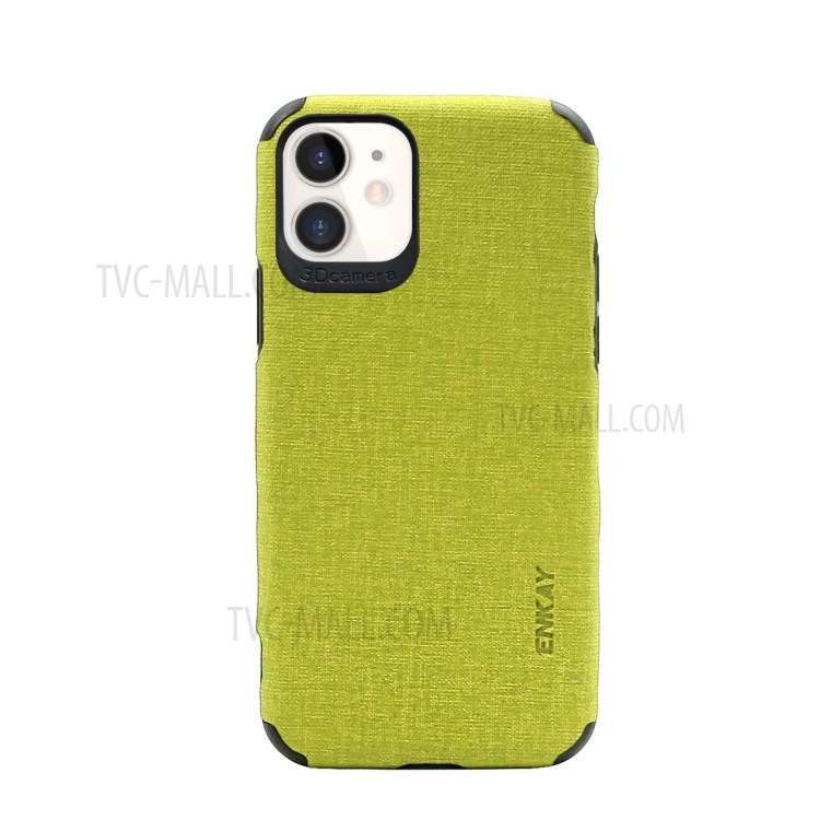 HAT PRINCE Enkay PC-031 Séries De Negócio Pano Textura TPU + PU Caso De Telefone De Couro Para Iphone 11 6,1 Polegadas - Verde-1