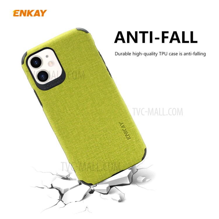 HAT PRINCE Enkay PC-031 Séries De Negócio Pano Textura TPU + PU Caso De Telefone De Couro Para Iphone 11 6,1 Polegadas - Verde-2