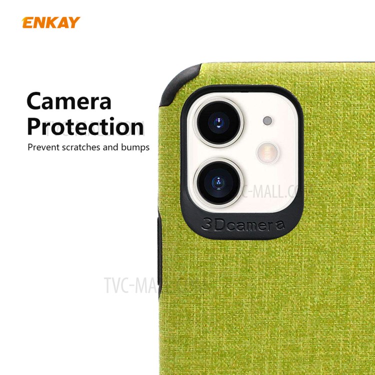 HAT PRINCE Enkay PC-031 Séries De Negócio Pano Textura TPU + PU Caso De Telefone De Couro Para Iphone 11 6,1 Polegadas - Verde-5