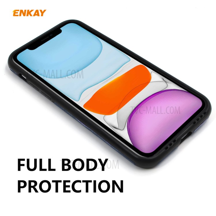 HAT PRINCE Enkay PC-031 Séries De Negócio Pano Textura TPU + PU Caso De Telefone De Couro Para Iphone 11 6,1 Polegadas - Verde-7