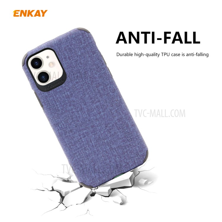 HAT PRINCE ENKAY PC-031 Business Series Cloth Texture TPU+PU Leather Phone Case for iPhone 11 6.1-inch - Blue-2