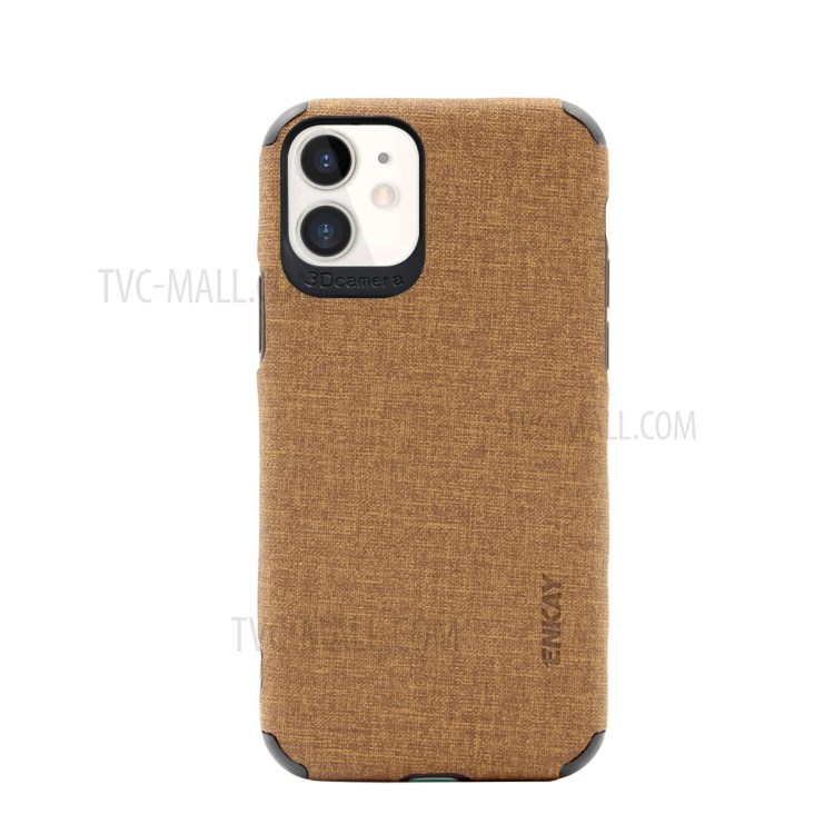 HAT PRINCE ENKAY PC-031 Business Series Cloth Texture TPU+PU Leather Phone Case for iPhone 11 6.1-inch - Brown-1