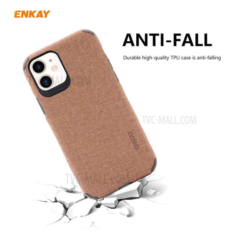 HAT PRINCE ENKAY PC-031 Business Series Cloth Texture TPU+PU Leather Phone Case for iPhone 11 6.1-inch - Brown-2