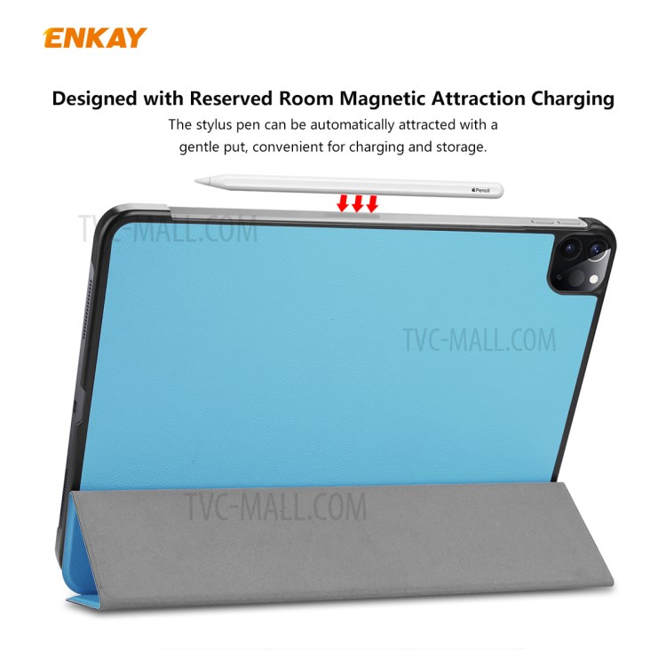 ENKAY Tri-fold Stand PU Leather Smart Tablet Cover for iPad Pro 11-inch (2020)/(2018) - Baby Blue-2