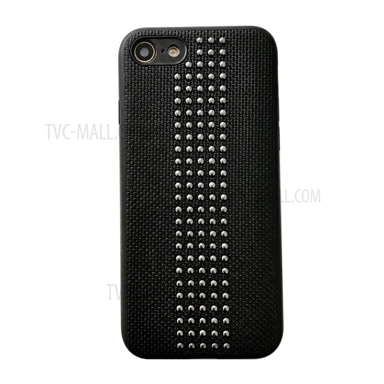 Style Rivet Cuir Enduit PU Coquille Hybride TPU PC Pour Apple IPhone 8/7 / Se (2ème Génération) - Noir-2