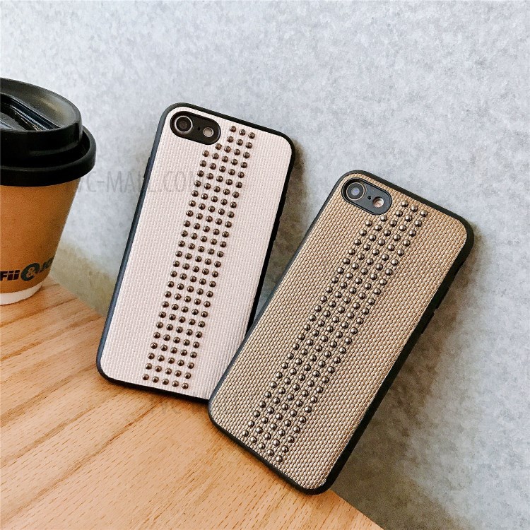 Style Rivet Cuir Enduit PU Coquille Hybride TPU PC Pour Apple IPhone 8/7 / Se (2ème Génération) - Noir-7