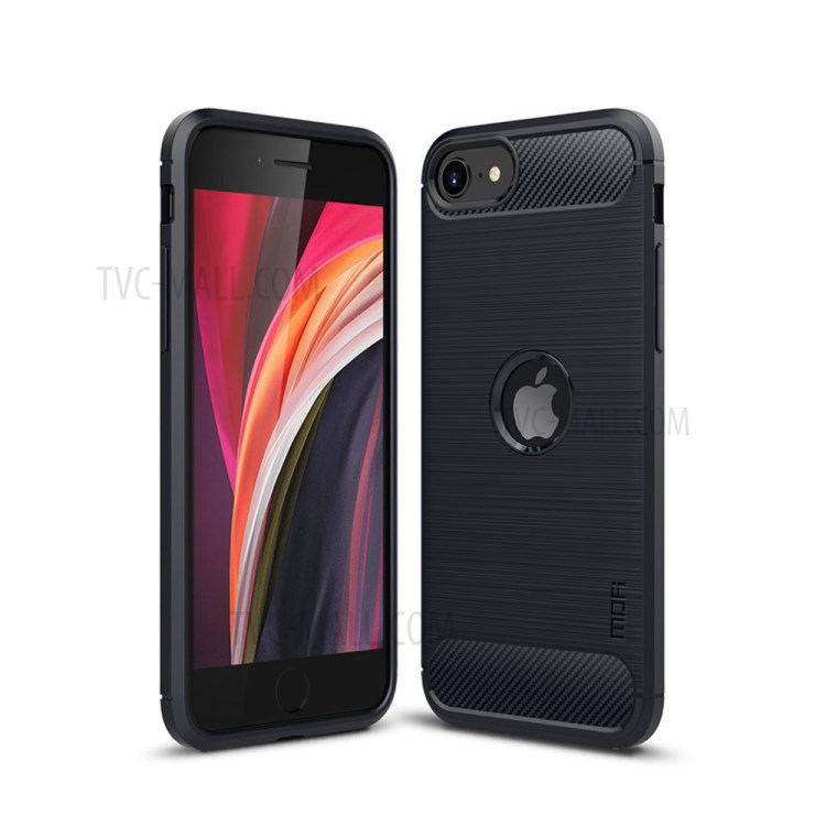 MOFI Carbon Fiber Texture Brushed TPU Case for iPhone SE (2nd Generation)/8/7 - Blue