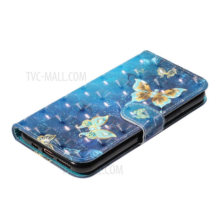 Световое Пятно Декора Тиснением Кожаный Бумажник Телефон Случае Для Apple IPhone 11 Pro 5,8 Дюйма - Бабочка-5