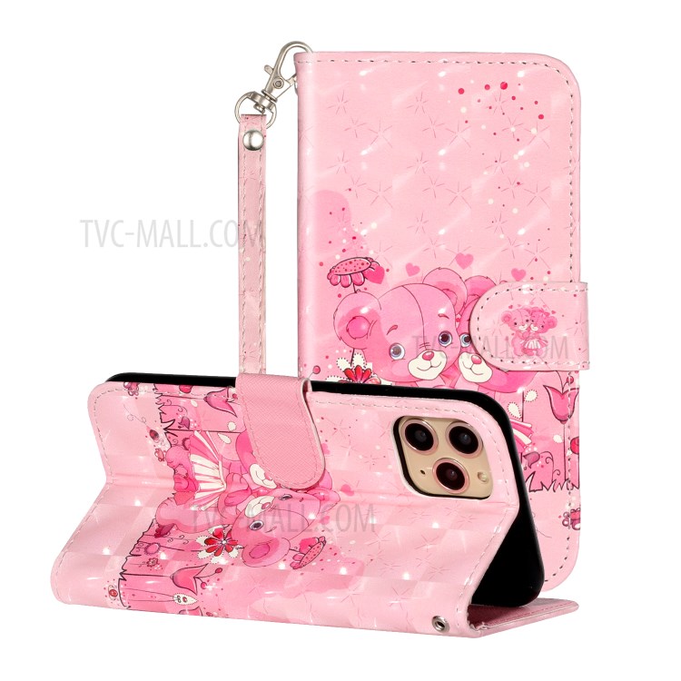 Light Spot Decor Embossed Leather Wallet Phone Case for Apple iPhone 11 Pro 5.8 inch - Teddy-1