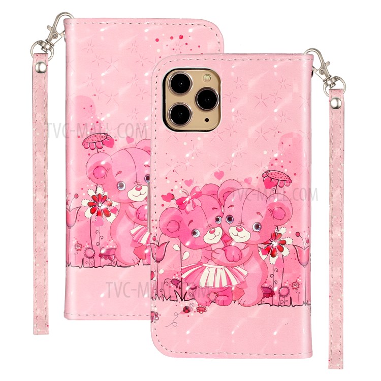 Light Spot Decor Embossed Leather Wallet Phone Case for Apple iPhone 11 Pro 5.8 inch - Teddy-2
