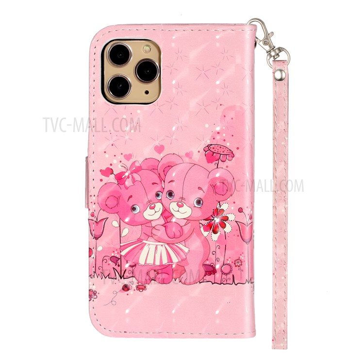 Light Spot Decor Embossed Leather Wallet Phone Case for Apple iPhone 11 Pro 5.8 inch - Teddy-4