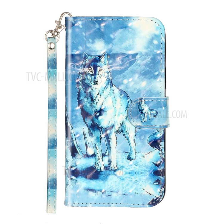 Light Spot Decor Embossed Leather Wallet Phone Case for Apple iPhone 11 Pro 5.8 inch - Wolf-3