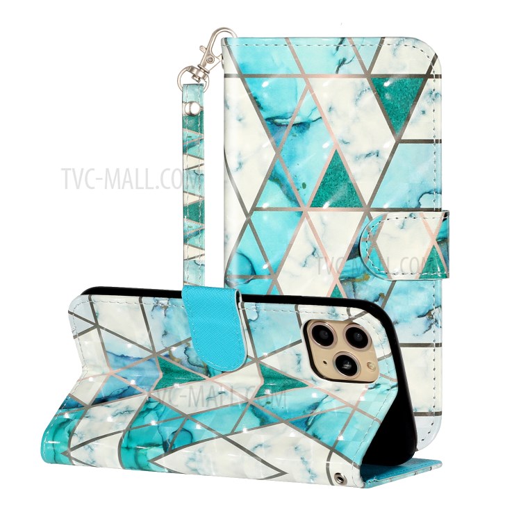 Light Spot Decor Embossed Leather Wallet Phone Case for Apple iPhone 11 Pro 5.8 inch - Ceramic Tile-1