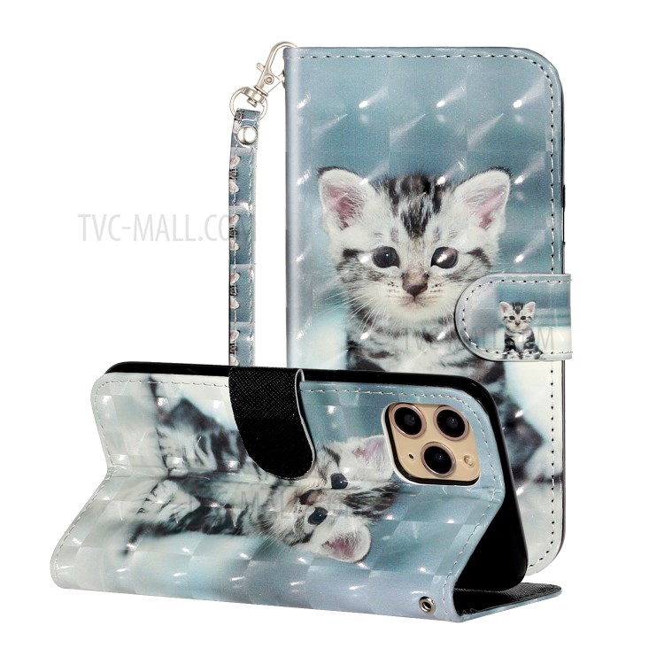 Light Spot Decor Embossed Leather Wallet Phone Case for Apple iPhone 11 Pro 5.8 inch - Cat-1