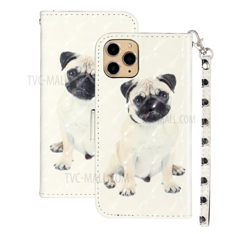 Light Spot Decor Embossed Leather Wallet Phone Case for Apple iPhone 11 Pro 5.8 inch - Dog-2