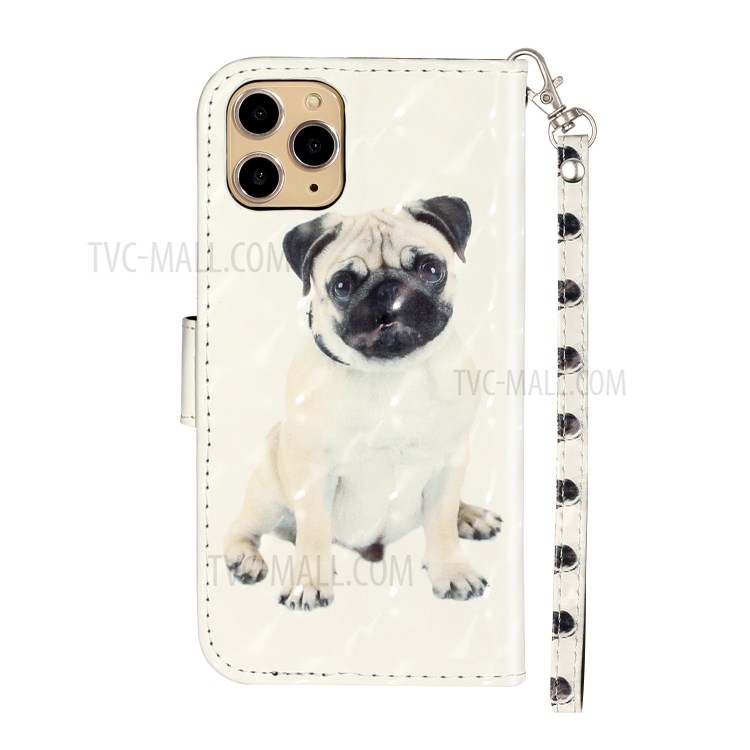 Light Spot Decor Embossed Leather Wallet Phone Case for Apple iPhone 11 Pro 5.8 inch - Dog-4
